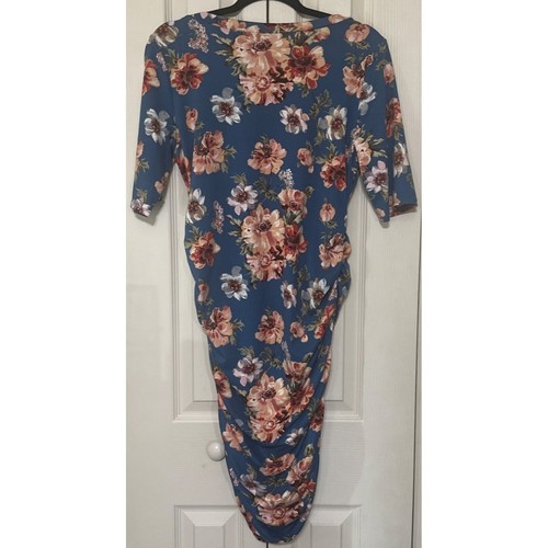 Rags & Couture Bodycon Stretch Midi Floral Dress w/Half Sleeves Women's Size L - Picture 7 of 16
