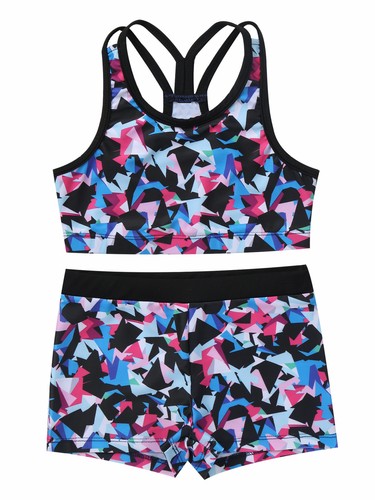 Girls Two Piece Tankini Set Bikini Swimsuit Swimming Costume Sport Active Outfit - Picture 64 of 111