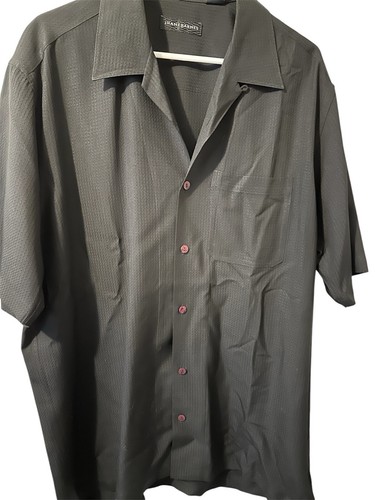 Jhane Barnes Hombre Negro Manga Corta 100% Seda XL