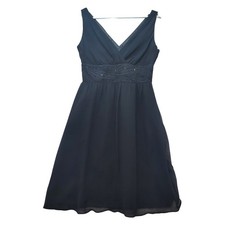 Jones New York Little Black Dress Womens 4P Silk Beaded V-Neck Cocktail Event