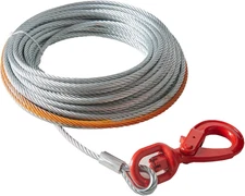 Galvanized Steel Winch Cable, 3/8 Inch X 75 Feet 15,200 Lbs Breaking Strength, W
