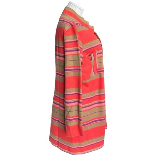 Vintage 1960s Mod Jantzen Striped Coat -Red, Pink Tan, - Medium - Picture 3 of 10