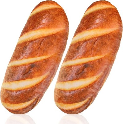 2 almohadas de pan de simulación 3D, de peluche, con forma de pan, divertidas