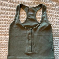 Green ribbed tank top in one size. Nylon spandex blend.