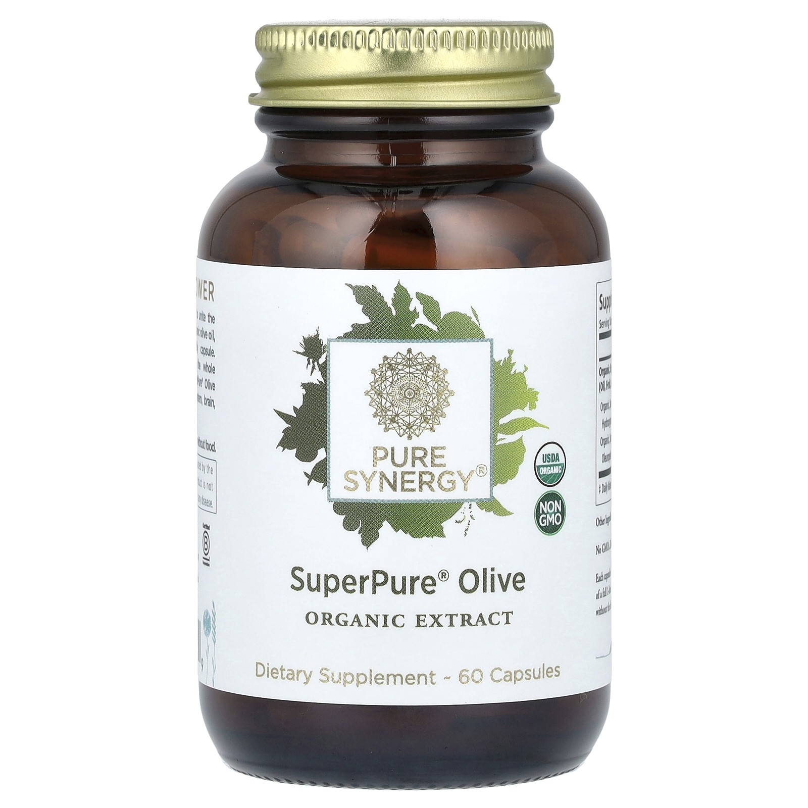 The Synergy Company SuperPure Olive Extract 60 Organic Capsules Dairy-Free