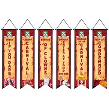 6 Pcs Halloween Clown Banners Scary Carnival Circus Door Decorations Evil Circus