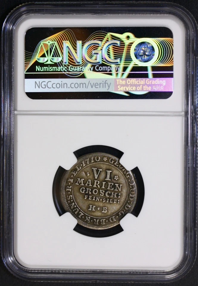 1710 HB GERMANY 6 MG BRUNS-LUNE-CALEN-HANN NGC VF25 - Image 4 of 4