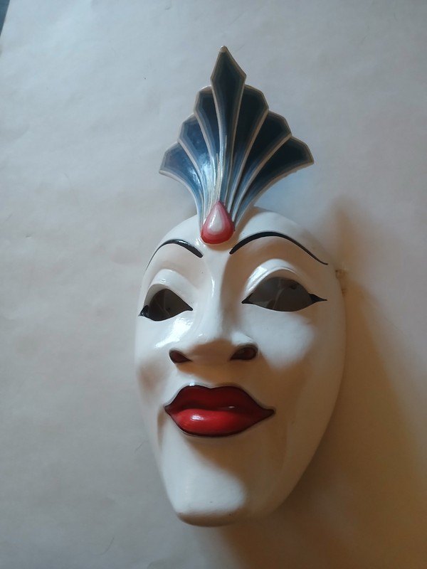 Vtg Hand Carved Wooden Asian Dancing Mask Bali- Indonesia MAS-UBUD