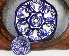 Gift quality French Breton Celtic Design Vintage Oyster Plate with Saucer.