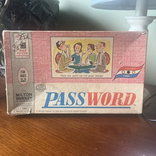 1963 Password Game 4260 Volume Three Milton Bradley  Vintage Board Game Retro