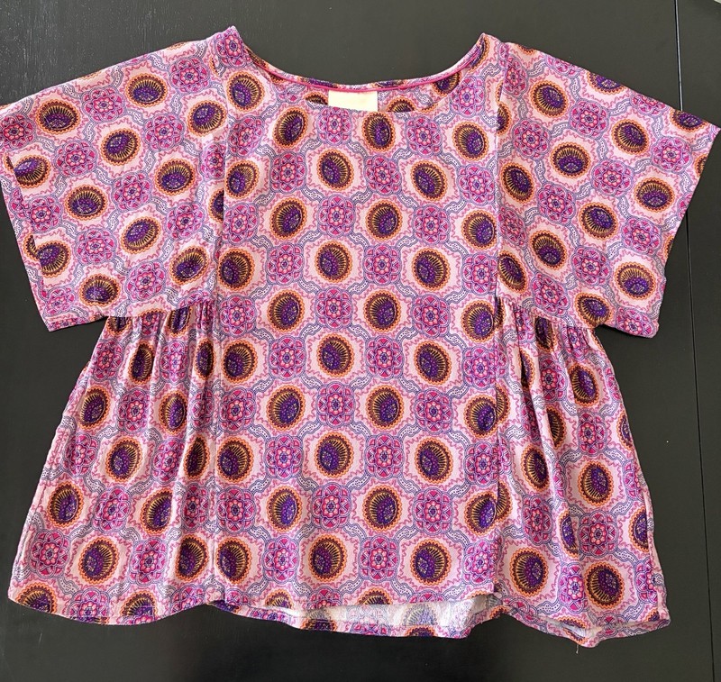 Maeve Anthropologie Shirt Womens Small Pink Medallion Blouse Oversized Crop