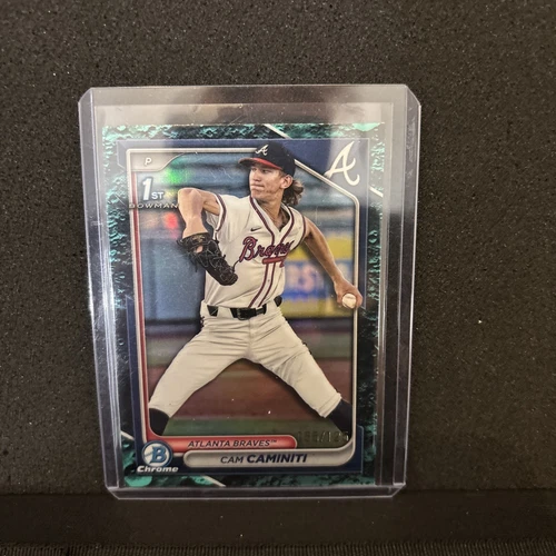CAM CAMINITI 2024 Bowman Draft Chrome Aqua Lunar Refractor 1st Bowman #023/125