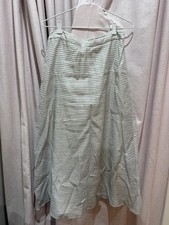 VINTAGE MANGO Midi White & Grey Striped Sheer Lined SKIRT MNG Sz M Zipper