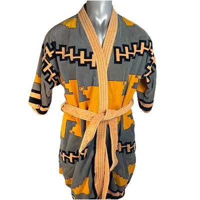 Vintage State O Maine Geometric Terry Robe Southwest Pattern USA Co 70s 80s OSFM