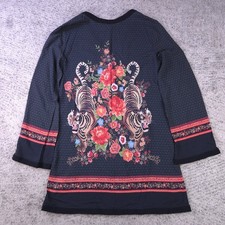 Farm Rio Dress Womens Large Kimono Button V Neck Tiger Print Floral Long Sleeve