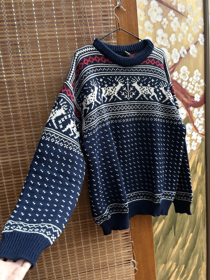 Vintage 80’s Dale Of Norway Reindeer Fair Isle Ski Sweater Size XL - Image 3 of 4