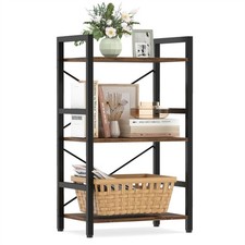 4-Tier Industrial Bookshelf Heavy-Duty Metal Frame X-Shaped Braces