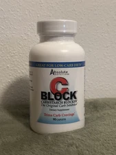 Absolute Nutrition C Block Carb  Starch Blocker 90 Caplets Caffeine-Free Exp2027