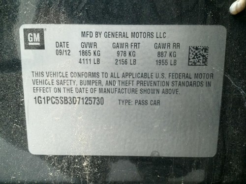 Wheel 16x6-1/2 Aluminum 5 Single Spoke Opt WR6 Fits 11-14 CRUZE 104920396 - Picture 22 of 24