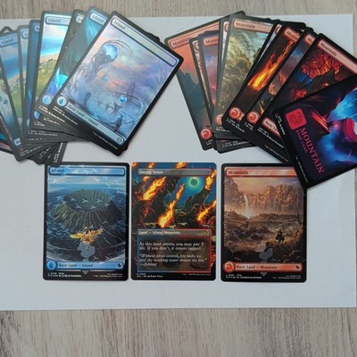 MTG Borderless Steam Vents + Chocobo Foil Island And Mountain Land Pack Full Art