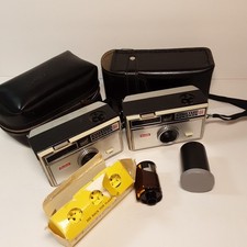 Vintage Kodak Instamatic Camera 104 Lot Of 2 Plus Flash Cubes, Cases,  Film