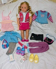 Our Generation Hally 18-inch Posable  Doll with 3  Outfits And Baking Play Set