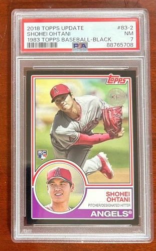 2018 Topps Update SHOHEI OHTANI 1983 Design Black Parallel 078/299  PSA 7