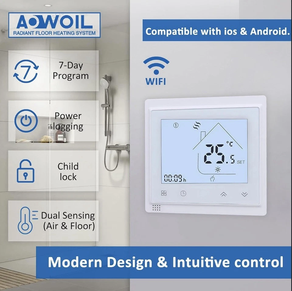 20 Sqft Under Floor Heat Mat Kit, 120 V Electric Radiant Floor Heating System - Image 3 of 4
