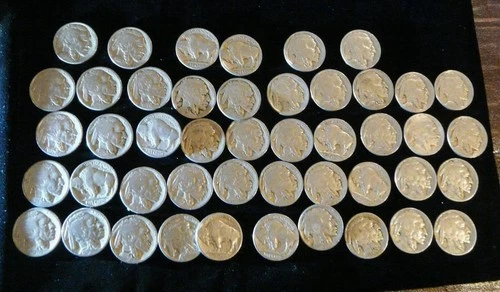 Lot of 44 Buffalo Nickels,No Dates -Partial Dates,#1