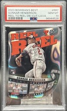🔥💎 PSA 10 GUNNER HENDERSON SP 2023 BOWMANS BEST LAVA /50 REEL TO REEL RC 💎🔥