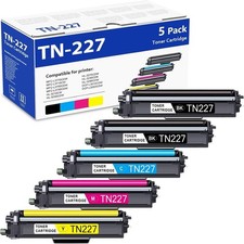 5pack TN227 BK/C/M/Y High Yield Toner Cartridge Replacement for Brother TN-227