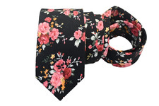 PARQUET MEN'S TIE BLACK, PINK/FLORAL WIDTH: 2.50" LENGTH: 57" COTTON