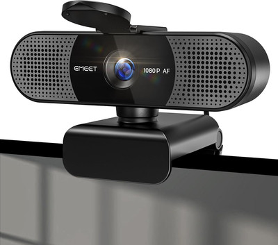 Webcam mit Objektivabdeckung & Dual Mikrofon 360 ° Streaming Kamera mit PDAF Au