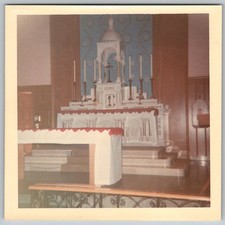 Vtg Color Snapshot Church Altar Scene Candles Architecture 1960s