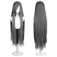 PerüCke 100Cm Glatt Anthrazitgrau Cosplay Halloween DIY Styling