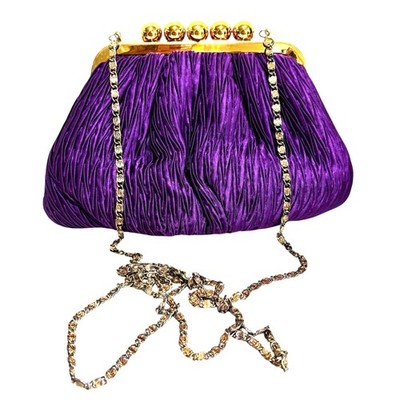 Vintage Carla Marchi evening bag converts to clutch purse PURPLE satin & gold