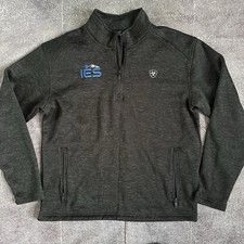 Men's Ariat Caldwell Logo 1/4 Zip Up Heather Black Pullover Fleece Sweater Sz L