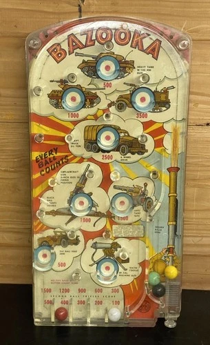 VINTAGE MARX TOYS BAZOOKA PINBALL GAME WITH COLORED BALLS