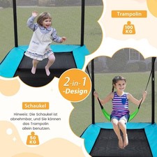 Northix Kids Trampoline and Swing Set 2 in 1 with Safety Net Blue and Black