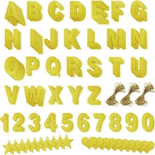 Custom Banner Kit - 126 Pieces, Gold Glitter, Letters A-Z & Numbers 0-9 with Sta