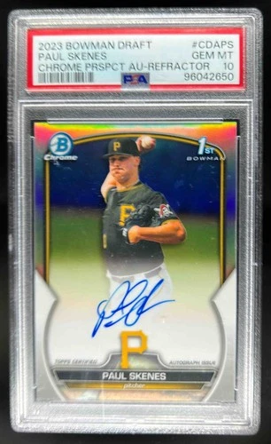 2023 Bowman Draft Paul Skenes Chrome Auto Refractor 1st #/499 Pirates PSA 10