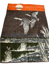 Vintage Biederlack Canada Goose Sunset Reversible Throw Blanket USA  77”x  54”