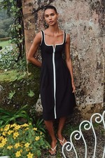 Anthropologie - The Arlette Square-Neck Piped Midi Dress by Maeve - On Sale