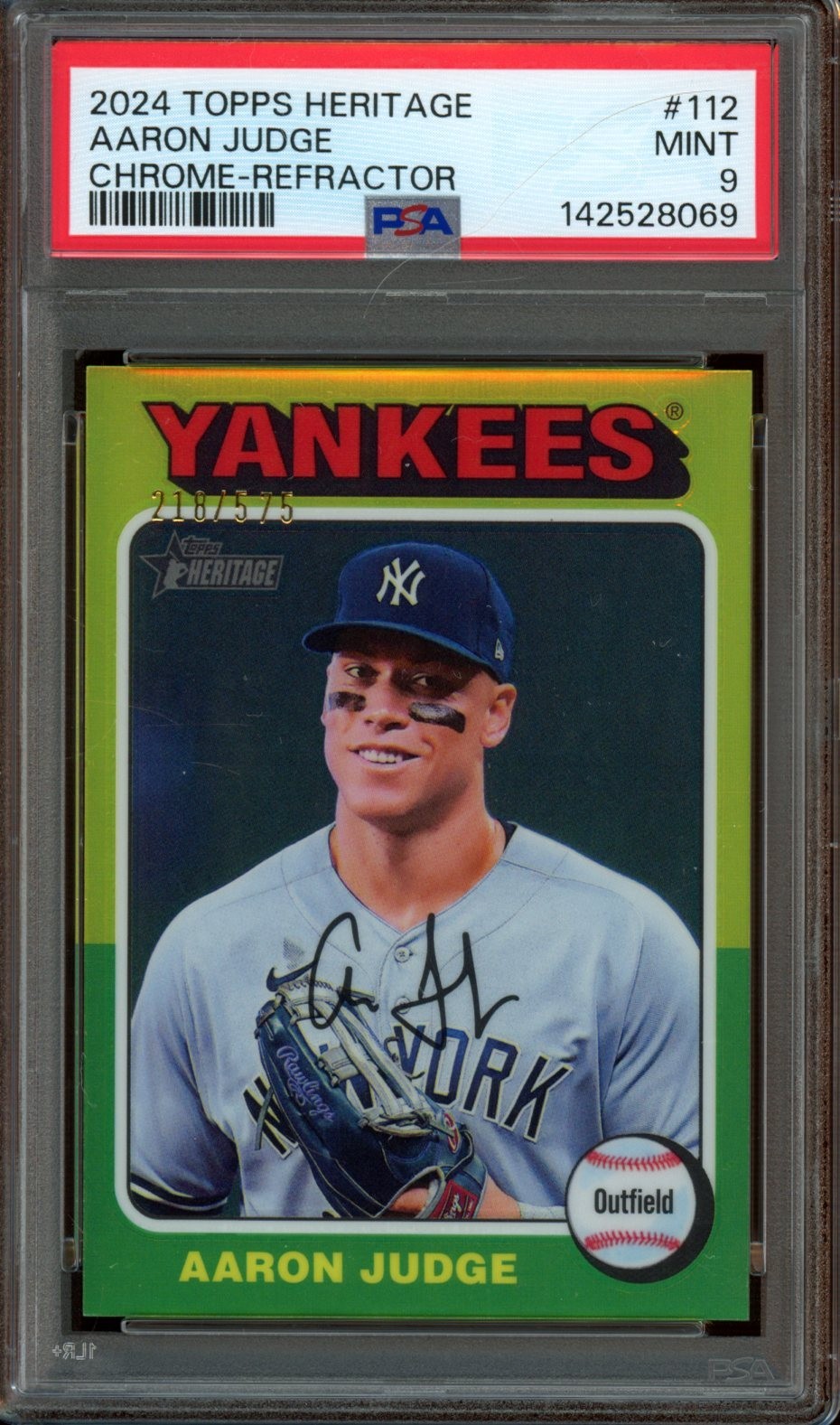 2024 Topps Heritage #112 Aaron Judge Chrome Refractor #ed/ 575 *PSA 9 (MINT)