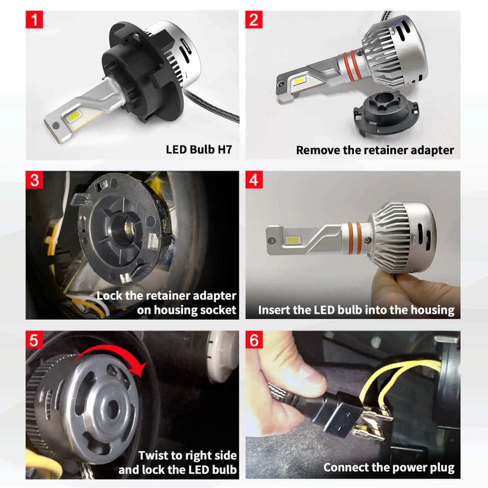 Lasfit H7 LED Headlight Bulbs for Hyundai Tucson 2016-2021 Ioniq 2017-2020 60W - Image 4 of 4