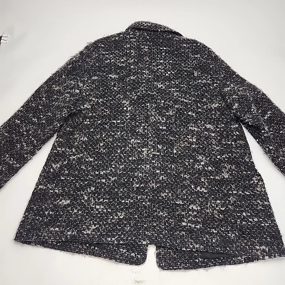 J Jill куртка Blazer букл серый черный размер XL шерстяная смесь с подкладкой двойной груди - Изображение 4 из 4