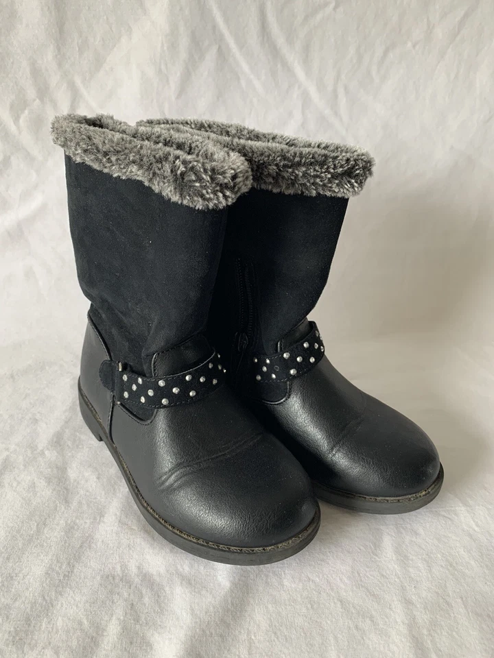 Botas negras forradas de piel sintética Cherokee Joycie de 2 maneras - niños niñas talla 11 Foto 2 de 4