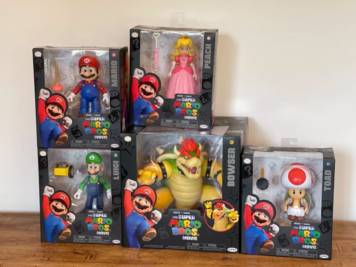 JAKKS The Super Mario Bros Movie Bowser Luigi Toad Princess Peach Complete  Set