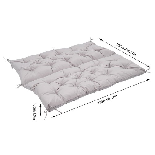 Outdoor Bench Cushion Waterproof Swing Seat Pad Replacement with Backrest & Ties - Picture 4 of 24