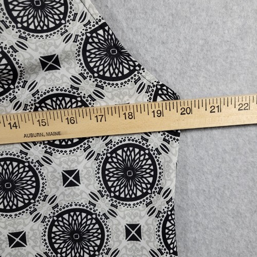 New York & Company Womens Blouse Tank Tie Neck Geometric Black Grey White L - Picture 7 of 9